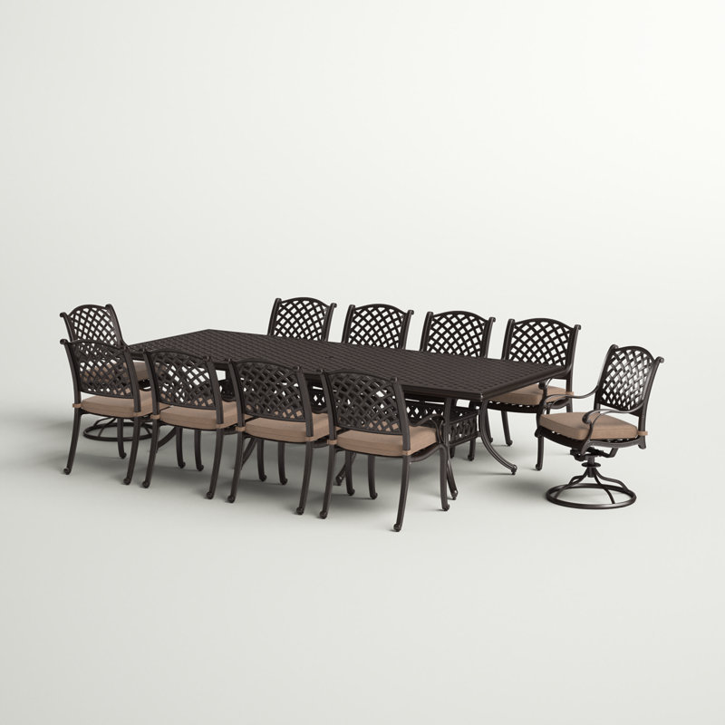 Three Posts™ Frazee 11Piece Patio Dining Set with Cushions and 46 x 120'' Rectangular Dining